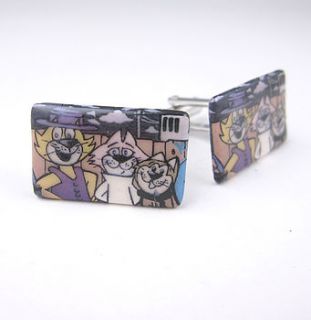 top cat cufflinks by allison wiffen ceramics