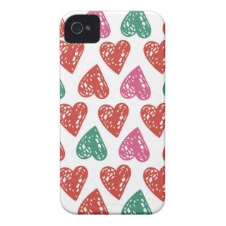 Valentine Red, Green & Pink Heart Pattern iPhone 4 Case Mate Case