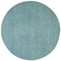 Hand tufted Contemporary Blue Stripe Wool Rug (6 Round)