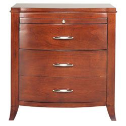 Domusindo 2 drawer Bow Front Nightstand With Tray Brown Size 2 drawer