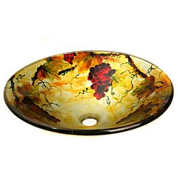 Glass Vino motif Sink Bowl