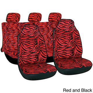 Oxgord Velour Zebra / Tiger Integrated Seat Covers 7 piece Set Striped Safari For High Back Bucket Seats