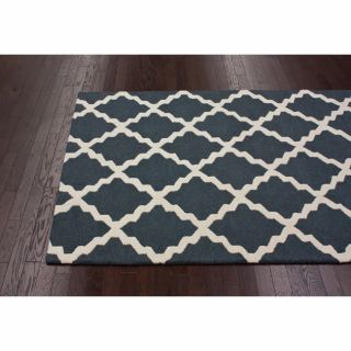 Nuloom Hand hooked Alexa Moroccan Trellis Petit point Wool Rug (86 X 116) Gray Size 86 x 116