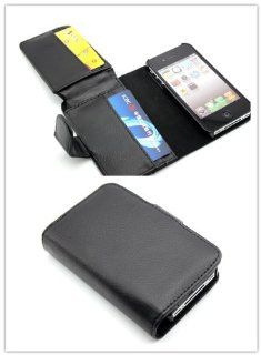 Big Dragonfly New Business Style Folio PU Leather Wallet Case with Cover Holster for Apple Iphone 4 4s with Multiply Card Slots Retail Package Black Cell Phones & Accessories