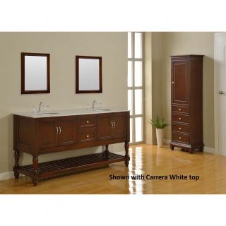 Dark Brown/ Marble Mission 70 inch Double Vanity Cabinet