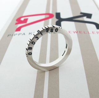 thin square silver barcode ring by pippa knowles jewellery