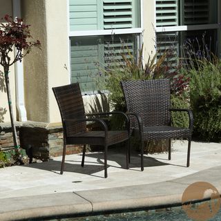 Christopher Knight Home Outdoor Pe Wicker Brown Stackable Club Chairs (set Of 2)