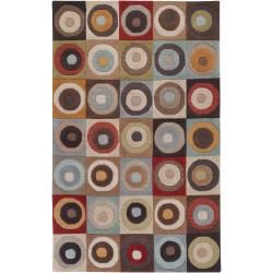 Hand tufted Multi Colored Circles Contemporary Grantham Wool Abstract Rug (5 X 8)