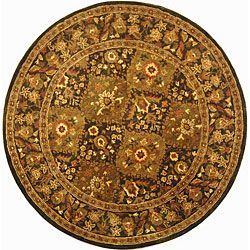 Handmade Tabriz Olive Wool Rug (6 Round)