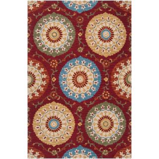 Hand tufted Burgundy Hermones Wool Rug (5 X 8)