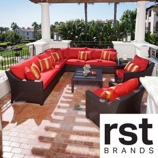 Rst Brands Rst Cantina 9 piece Corner Sectional Sofa And Club Chairs Set Patio Furniture Brown Size 9 Piece Sets