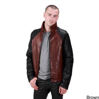 United Face Mens Leather Zip off Sleeve Jacket
