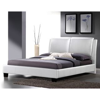 Baxton Studio Sabrina White Modern King size Bed With Overstuffed Headboard White Size King