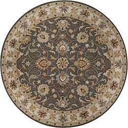 Hand tufted Coliseum Gray Traditional Border Wool Rug (99 Round)