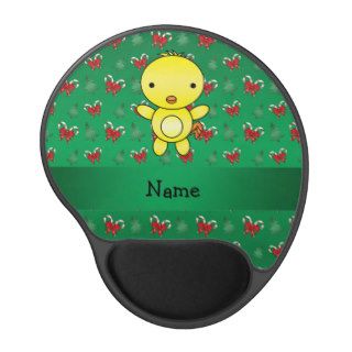 Personalized name chicken green candy canes bows gel mouse mat