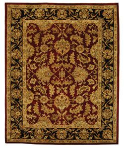 Handmade Heritage Kashan Burgundy/ Black Wool Rug (96 X 136)