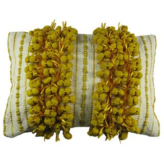 Yellow Fringe Down Filled Decorative Pillow Throw Pillows