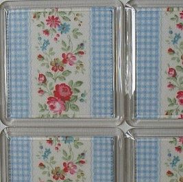 blue floral gingham coasters by country home designs