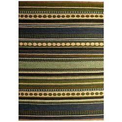Hand woven Mohawk Blue/ Green Stripe Jute Rug (6 X 9)