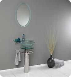 Fresca Fresca Ovale Glass Bathroom Vanity With Mirror Silver Size Single Vanities