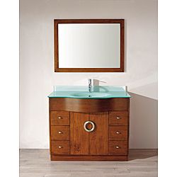 Berlin 42 inch Classic Cherry Glass Single Sink Vanity Set