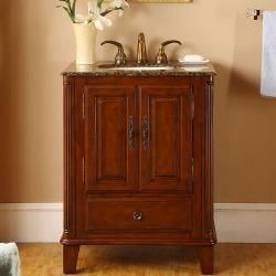 Silkroad Exclusive Granite Top 28 inch Single Sink Vanity Cabinet