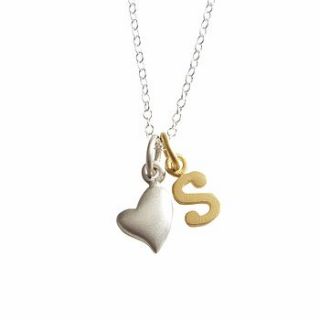 mixed metal initial charm necklace by lily charmed
