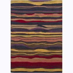Hand tufted Multicolor Striped Mandara Abstract Wool Rug (7 X 10)