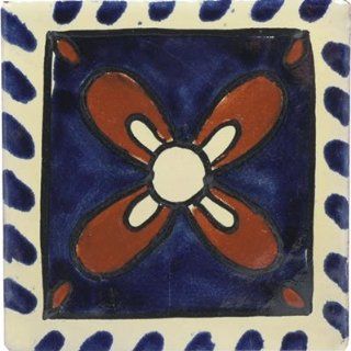 Mexican Tile   4x4 Moo Azul Terra Cotta Talavera   Ceramic Tiles  