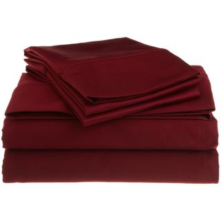 None Egyptian Cotton 1200 Thread Count Solid Oversized Sheet Set Red Size King