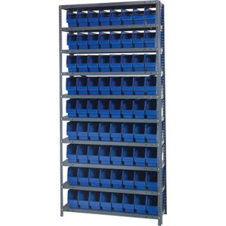 Quantum Storage Complete Shelving System with 6in. Bins — 36in.W x 12in.D x 75in.H, 72 bins (11 5/8in.L x 4 1/8in.W x 6in.H each), Model# 1275201  Single Side Bin Units