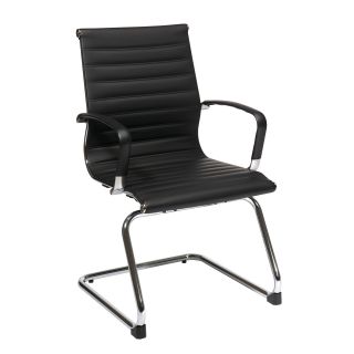 Office Star Products Mid back Black Eco Leather Visitors Chair