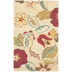 Handmade Blossom Paisley Beige Wool Rug (26 X 4)