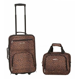 Rockland Deluxe Leopard 2 piece Lightweight Carry on Luggage Set