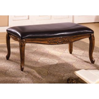 Furniture Of America Antique Oak Finish And Bicast Leather Bench