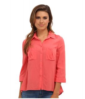 Mavi Jeans Double Pocket Shirt Womens Long Sleeve Button Up (Pink)