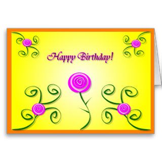Birthday Roses & Swirls Card