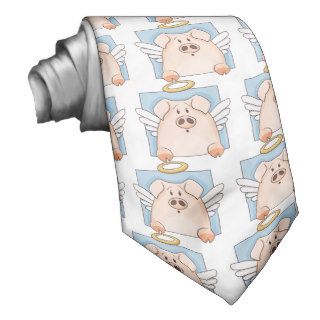 Cute Cartoon Angel Pig Tie