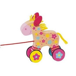 wooden pull along horse toy by sleepyheads