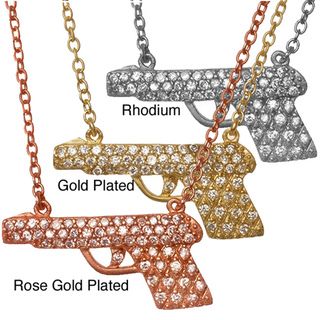 Beverly Madison Plated Silver Cubic Zirconia Gun Necklace Beverly Madison Cubic Zirconia Necklaces