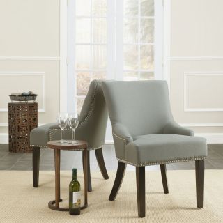 Safavieh Loire Grey Linen Nailhead Dining Chairs (set Of 2)