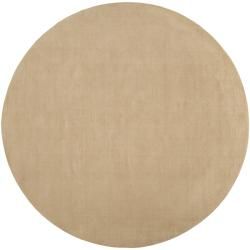 Hand crafted Solid Pale Gold Casual Ridges Wool Rug (8 Round)