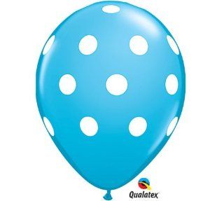 11" Robin's Egg Blue White Dot Latex Balloons (5) Toys & Games