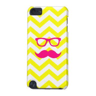 Funny Pink Neon Glasses Mustache Yellow Chevron iPod Touch (5th Generation) Case