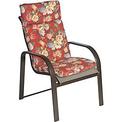 Ali Patio Polyester Crimson Red Floral Smooth Edge Hi back Outdoor Arm Chair Cushion