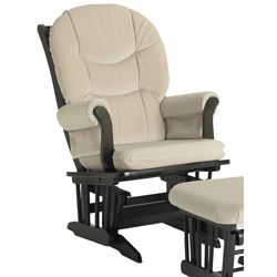 Dutailier Ultramotion Espresso Wood Glider With Removable Cushions