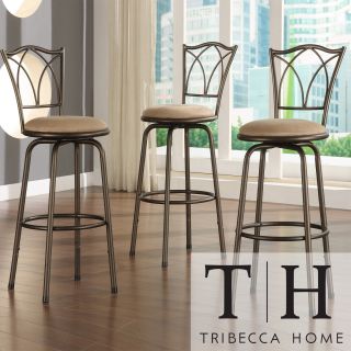 Tribecca Home Avalon Double Cross Swivel Counter Barstool (set Of 3)