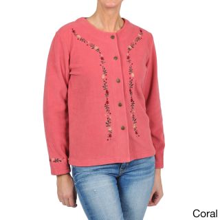La Cera La Cera Womens Embroidered Fleece Jacket Pink Size S (4  6)