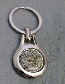 vintage map silver keyring by posh totty designs boutique