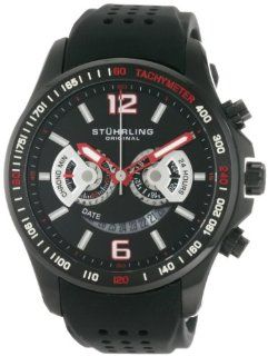 Stuhrling Original Men's 274.335664 Champion Victory Brevet Quartz Chronograph Date Black Rubber Strap Watch Watches